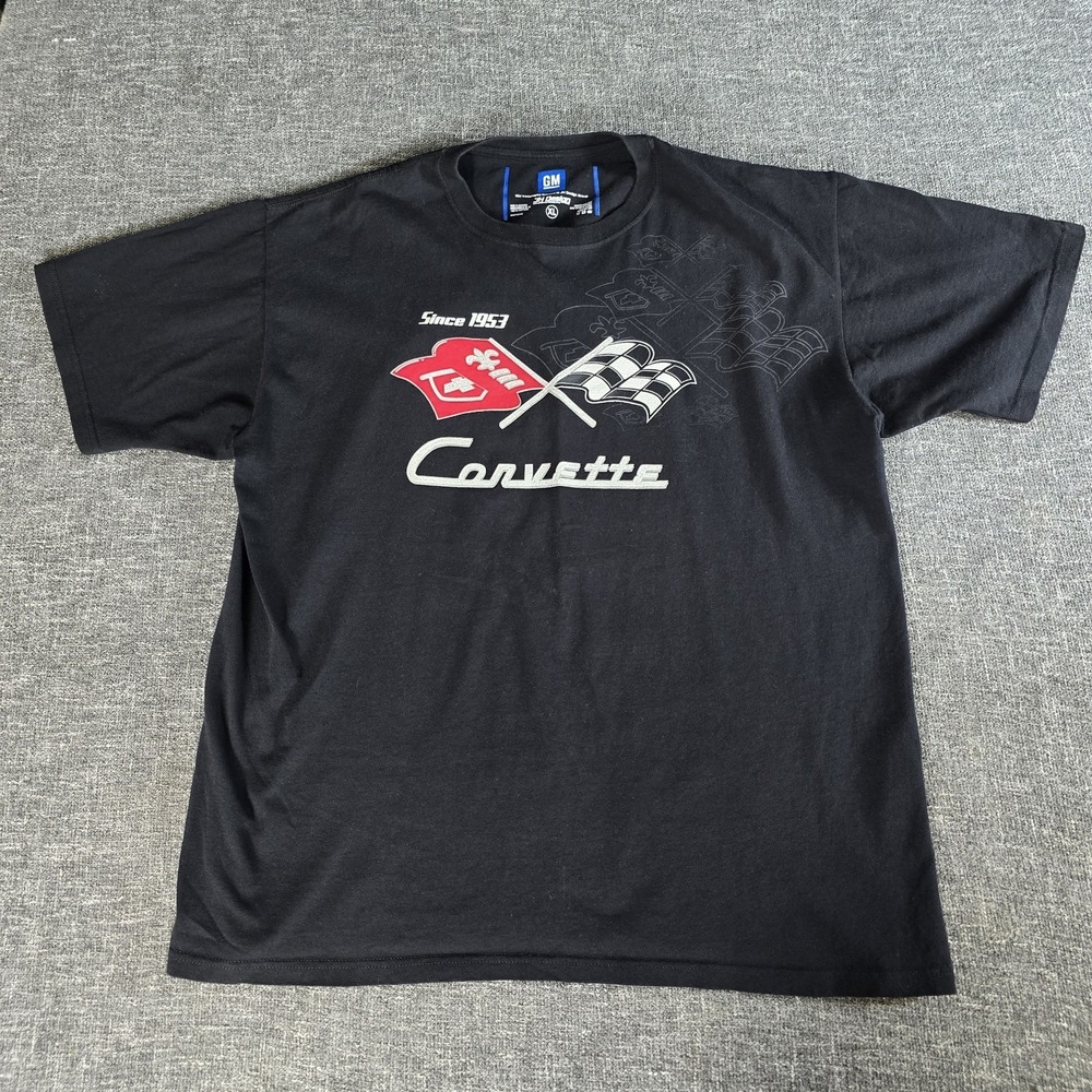 JH Design Corvette Graphic T-Shirt Mens XL Black GM Licensed Racing Tee